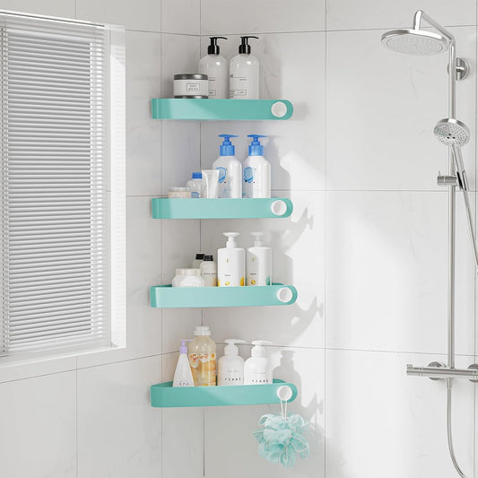 Shower Corner Shelves (4-Pack) – No Drilling Required, Adhesive Bathroom Storage