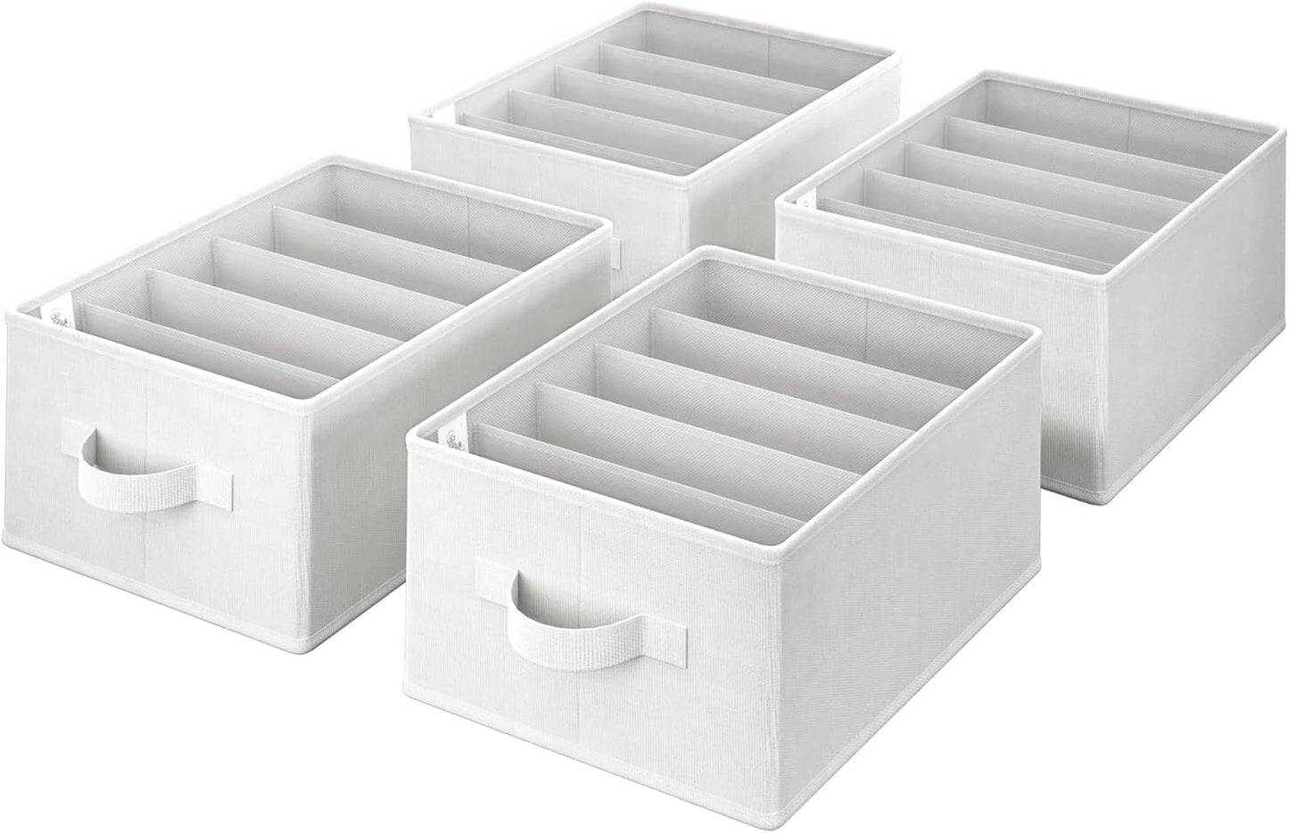 Clothing Drawer Organisers (4-Pack) – Wardrobe Storage for Neat & Easy Organisation (Beige)
