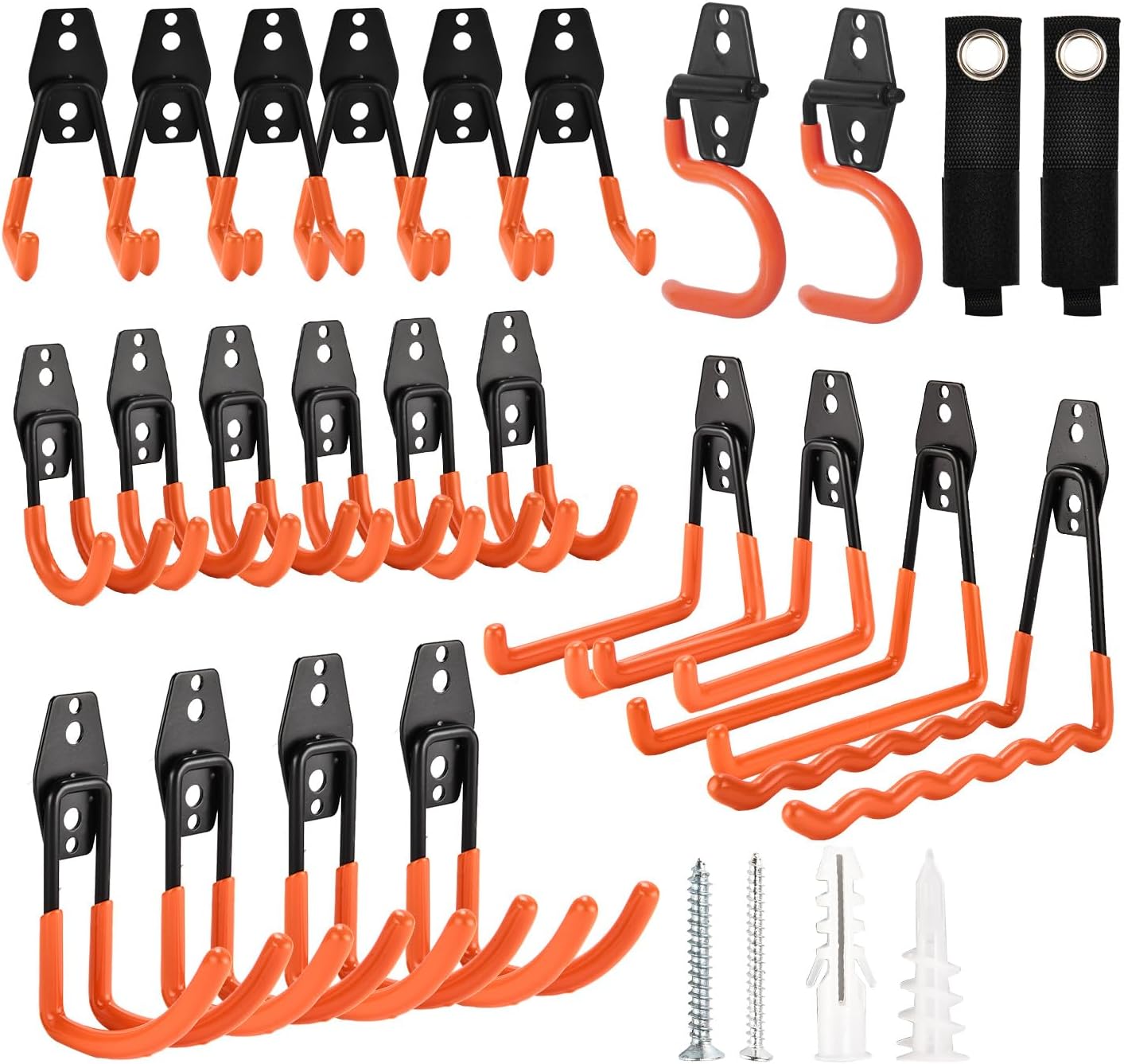 Steel Garage Hooks 24-Pack – Heavy-Duty Wall Storage for Ladders, Bikes & Tools